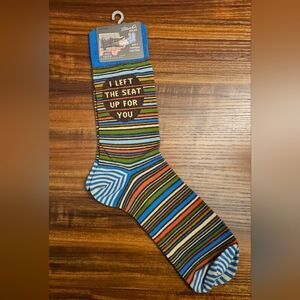 Blue Q Men's Colorful Striped Socks with Fun Message